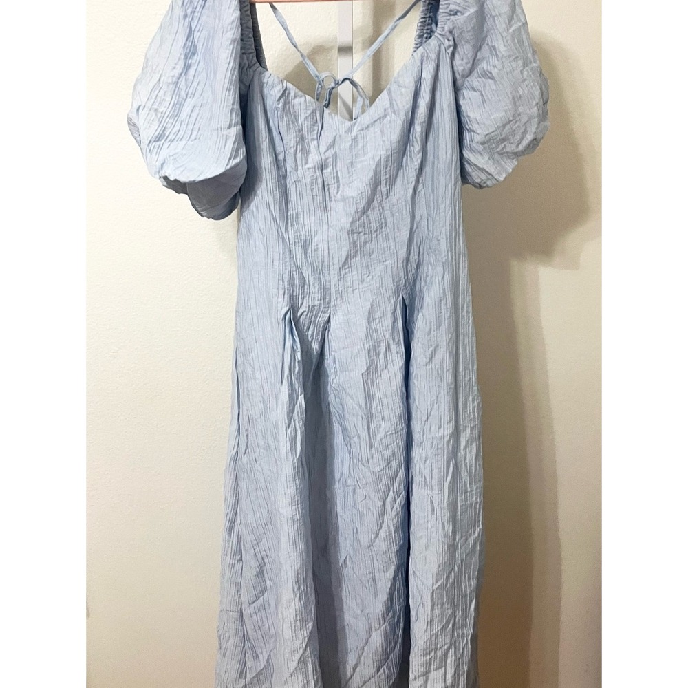 NWT Lulus Heavenly Energy Blue Textured Puff Sleeve Pleated Midi
Dress XL - Picture 8 of 13
